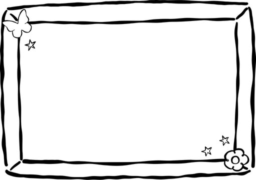 Back to School Blank Blackboard Outline Cartoon Hand Drawn