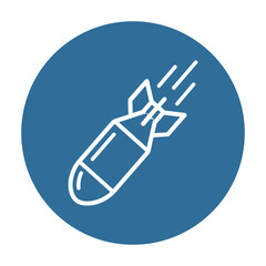Naklejka premium Vector line icon of a bomb falling with motion lines