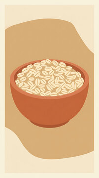 Minimalist illustration of a bowl filled with healthy rolled oats