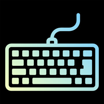 Minimalist gradient keyboard line icon on black background