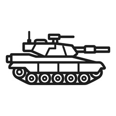 Obraz premium Vector line icon of a modern military tank