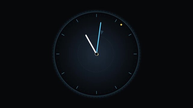 Abstract Reverse Analog Clock Motion Graphics - Glowing Cyan and Gold Time Lapse