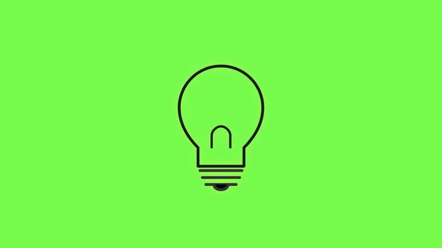 Hand-Drawn Light Bulb Idea Icon 2D Animation on Green Screen Stock Video