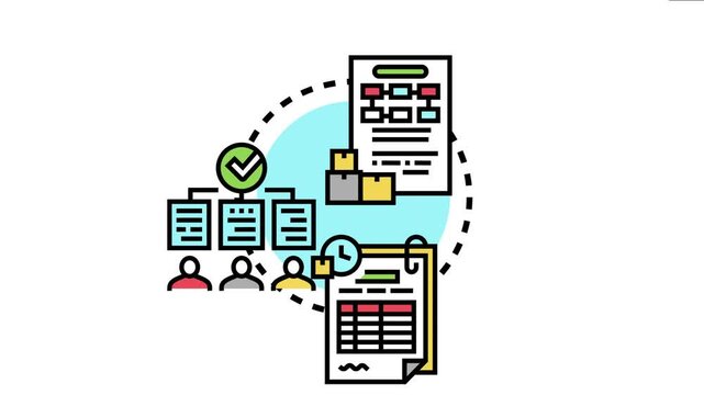 Team of people developing and updating documents, managing tasks, and reviewing product designs, ensuring quality control and continuous improvement within the workflow