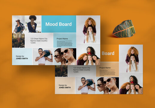 Bule Yellow Color Mood Board Template