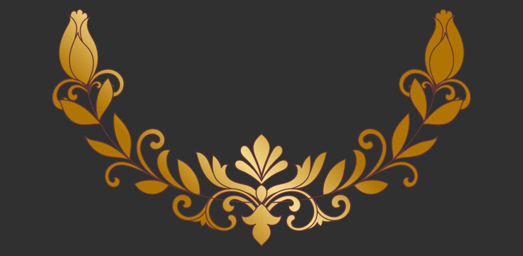 Vintage gold lines, decorative elements, floral pattern card.