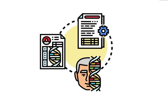 Scientists performing a case control study and retrospective analysis, linking patient data, genetic information, and scientific reports for medical research and epidemiological investigation