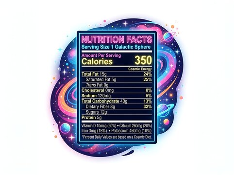 Galactic sphere nutrition facts label cosmic energy