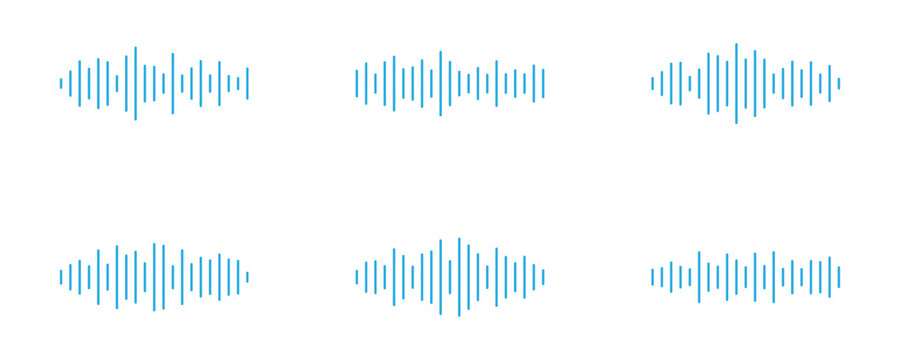 Set of sound wave icon in flat style for audio playback, equalizer settings, or volume levels. Vector sound wave icon graphic design.