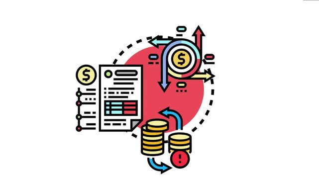 Financial management concept income and expense movement, showing cash flowing into and out of a business, optimizing fiscal resources, and enhancing profit