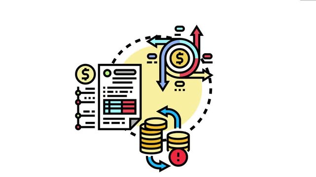 Financial diagram money movement, income, expenses, and investment cycles, optimizing budget and managing business capital