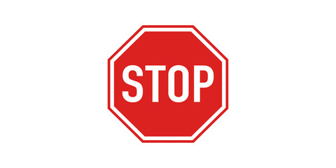 Red octagon stop traffic sign symbol for navigation and road control. © zain