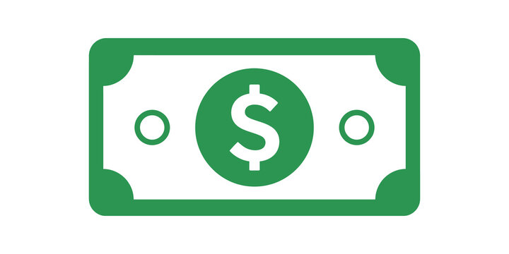 Green dollar bill flat icon isolated on transparent background design.