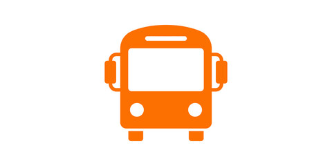 Orange public bus transport icon for city travel and passenger services. © zain