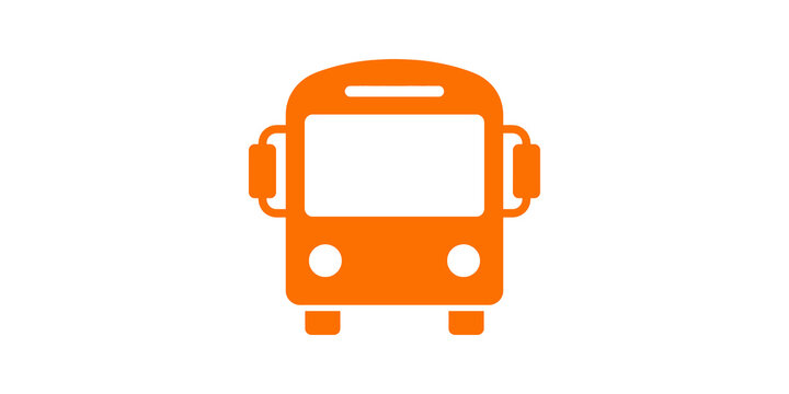 Orange public bus transport icon for city travel and passenger services.