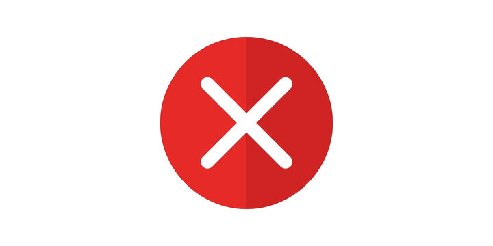 Red circle close button with white cross for interface cancelation.