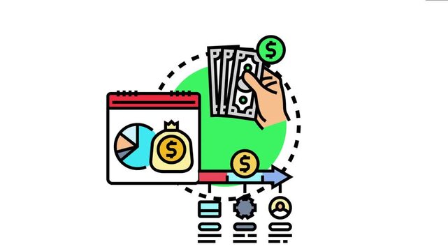 Financial accounting visualizing cash flow management, budgeting processes, and reporting income and expenses for business analysis
