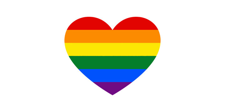 Rainbow pride flag heart symbol for lgbtq inclusion and celebration.