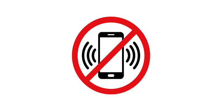 Prohibition sign for mobile phone usage with red circle and diagonal.