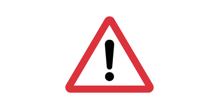 Warning triangle alert sign with black exclamation mark on red frame.