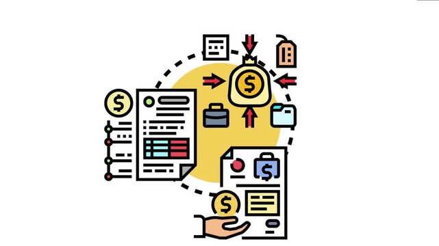 Business concept cashflow generation and financial management, showing money inflows and outflows for profit and investment activities