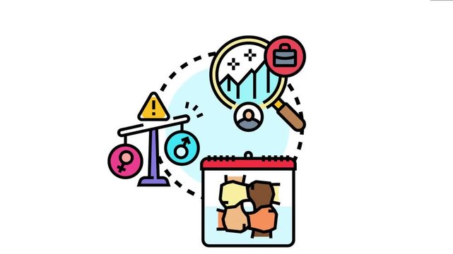 Illustration explaining the concept of social discrimination, examining unequal opportunities in employment and society based on identity