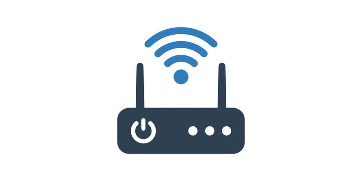Wireless wifi router device icon representing home internet networks.