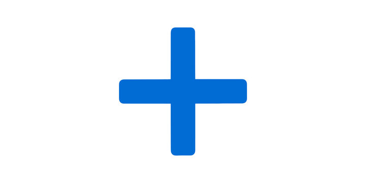 Blue plus sign button graphic for interface addition and insert acts.