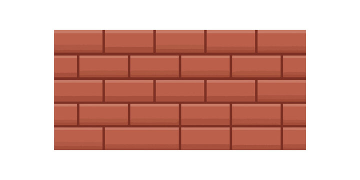 Red brick wall vector tile with seamless pattern for game backgrounds.
