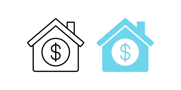 House with dollar sign icon represents real estate investment and home finance.