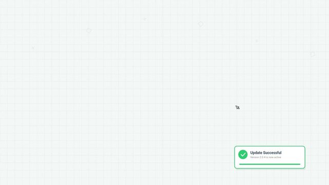 System Update Successful Notification Animation on Grid Background