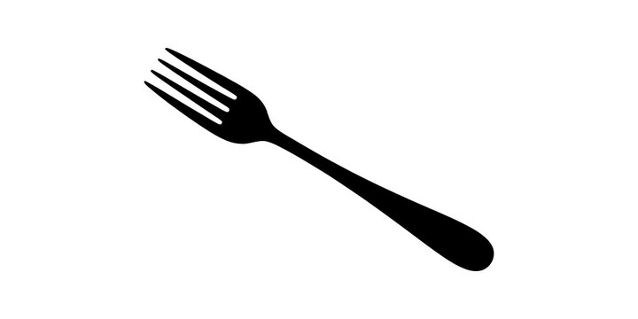 Fork utensil black flat icon for restaurant kitchen and dining settings.