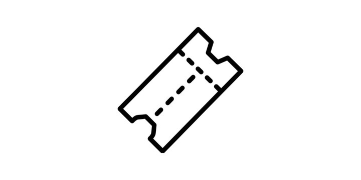 Ticket paper outline black icon with dashed line for event admission use.