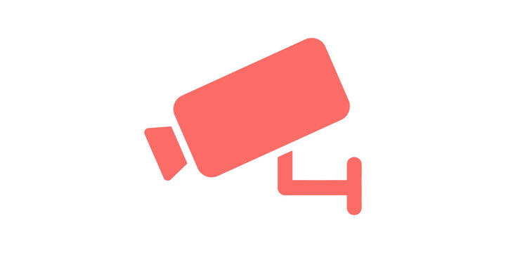 Security camera vector flat icon pink surveillance monitoring symbol logo.