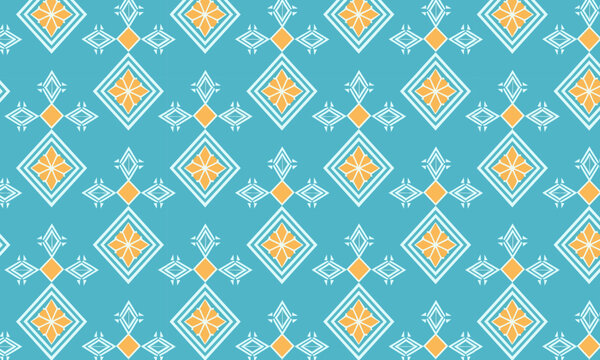 Turquoise Ikat Diamond Seamless Vector Pattern &mdash; Tribal Geometric Repeat for Textile and Wallpaper