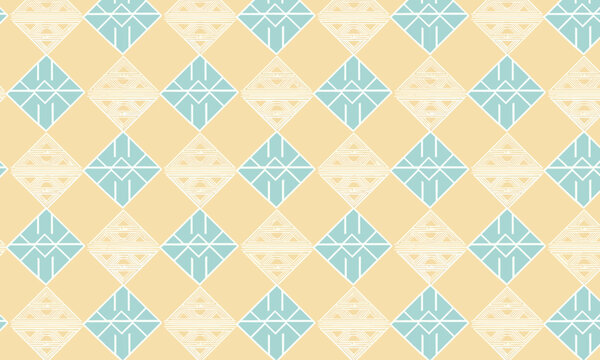 Pastel Blue and Butter Yellow Diamond Lattice Seamless Vector Pattern &ndash; Soft Geometric Tile Repeat
