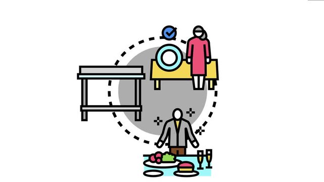 Catering team preparing diverse dishes and setting up serving stations for a special event, professional food service and culinary organization