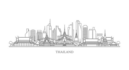 Fototapeta premium Bangkok Skyline Silhouette - Famous Landmarks and Modern Architecture