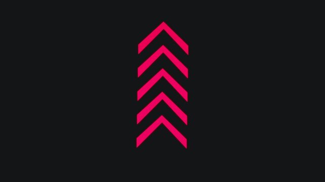 Abstract arrow icon swipe up animation .black background motion graphics .Going Direction colorful arrow   Up arrow isolated. 4k video,,
