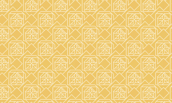 Golden Yellow Monochrome Geometric Square Outline Seamless Vector Pattern