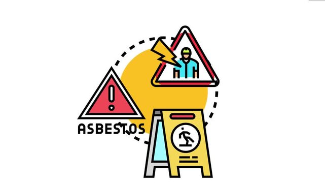 Concept image various hazard and warning signs, including electrical, general asbestos presence, and wet floor conditions, emphasizing safety protocols and risk awareness