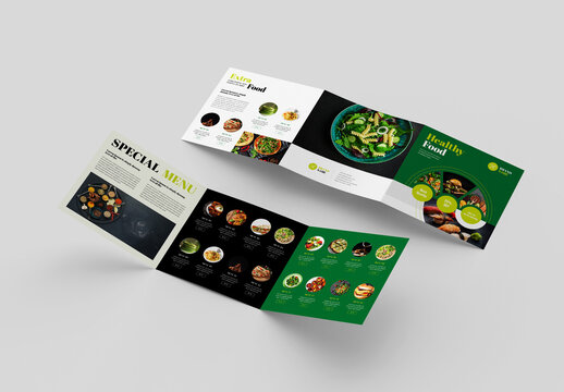 Food Menu Square Trifold Brochure Layout