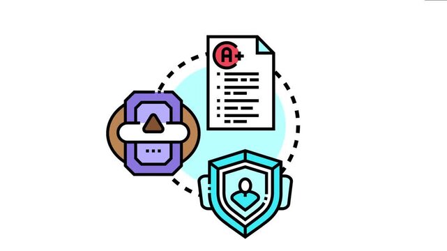 Conceptual showing academic achievement with an a plus grade, personal identity protection, and a success award, symbolizing positive outcomes and valuable results