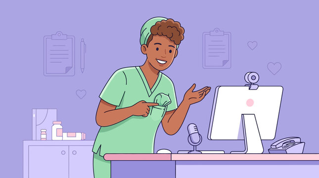 Doctor Telemedicine Video Call Computer Online Consultation Medical Professional