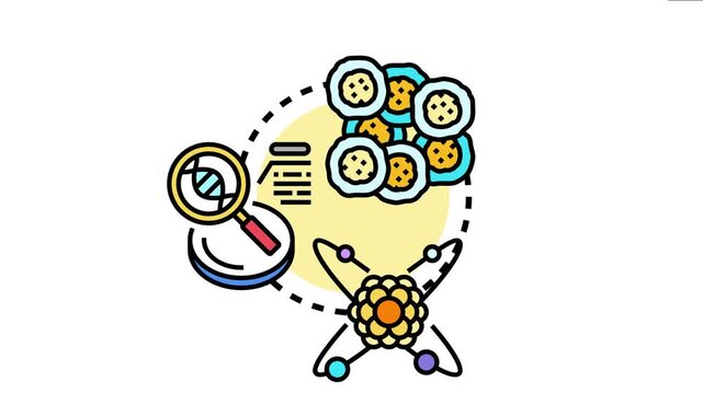 Cellular biology research involving dna analysis, microscopic investigation of cells, and exploring molecular structures in scientific studies, representing scientific discovery