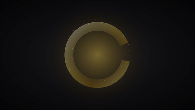 Japanese Zen Enso circle calligraphic brushstroke with delicate golden stipple splatter, 4k vector wallpaper