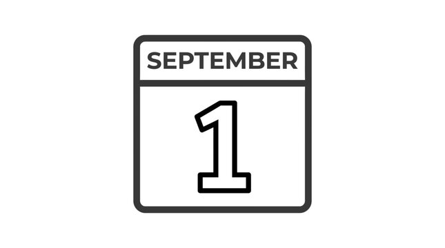 Isolated Calendar Page Showing September 1st