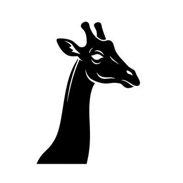 Black silhouette of a giraffe head and neck