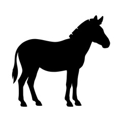 Naklejka premium Black silhouette of a zebra isolated on white background
