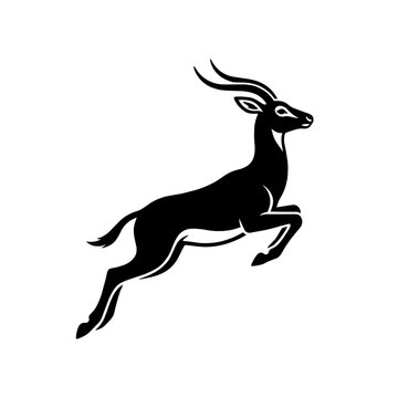 Black silhouette of a jumping gazelle or antelope vector
